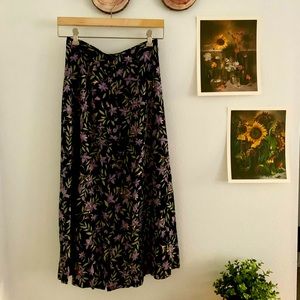Floral Print Button Down Skirt